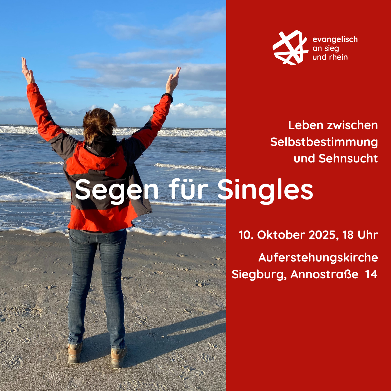 Frau am Strand bei Segen für Singles Veranstaltung